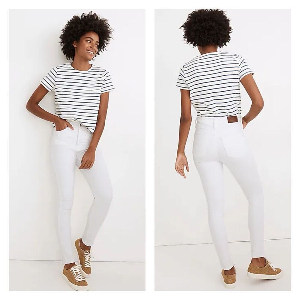 NWT Madewell 10" High-Rise Skinny Jeans Pure White‎ magic pockets Size 28 Size 6